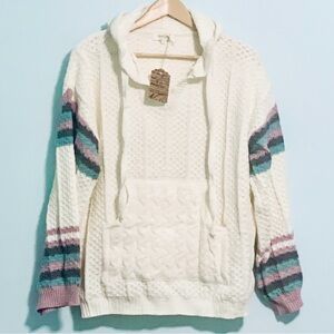NWT__Striped Slouchy Knit Hoodie__NWT